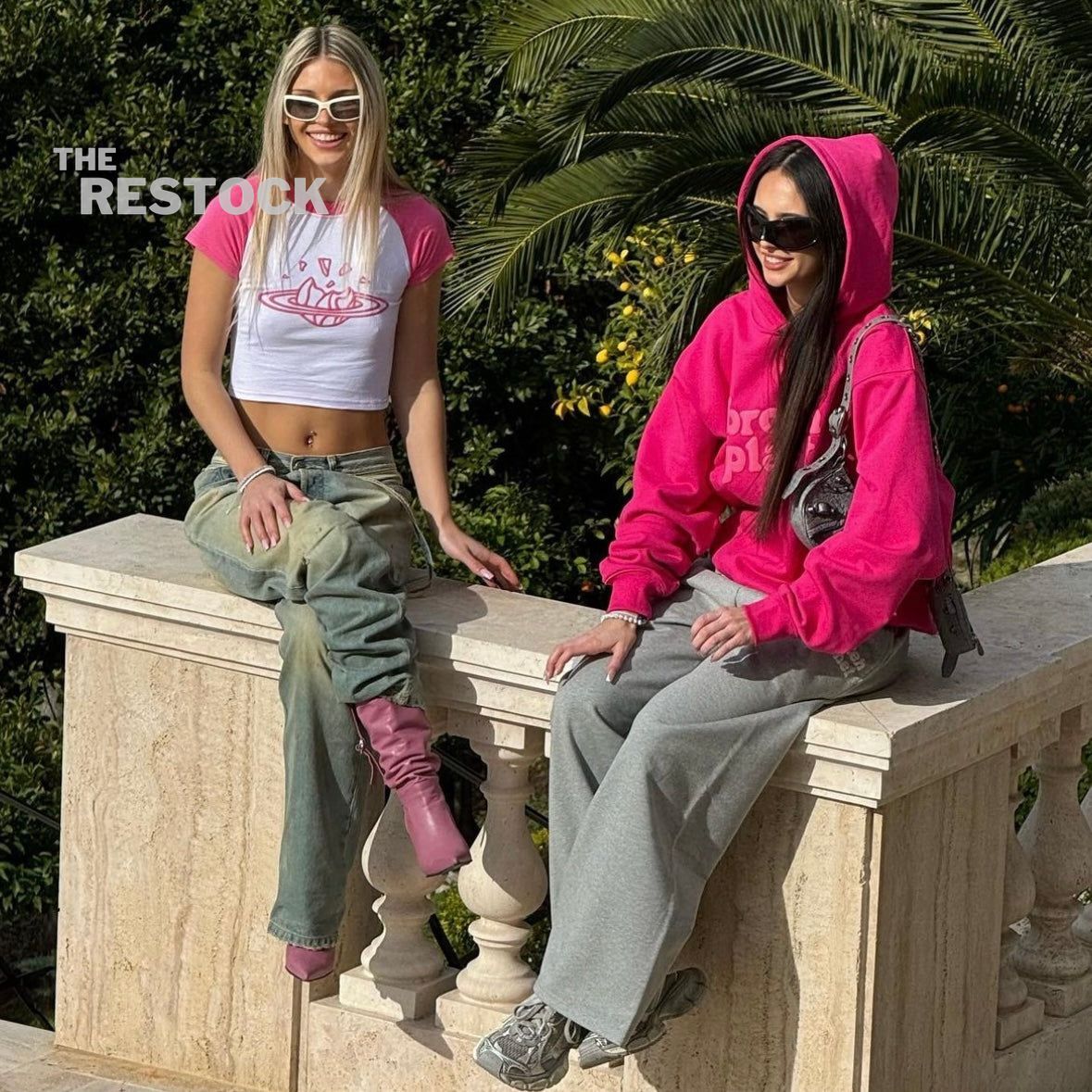 Broken Planet Market Monochrome Hoodie - Fuchshia Pink