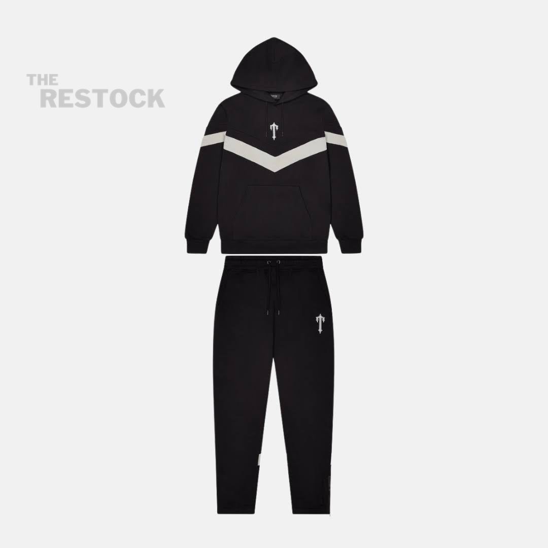 Trapstar V Stripe Hooded Tracksuit - Black / Grey