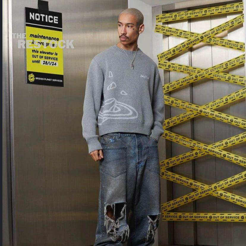 Broken Planet Market Knit Sweater - Heather Grey