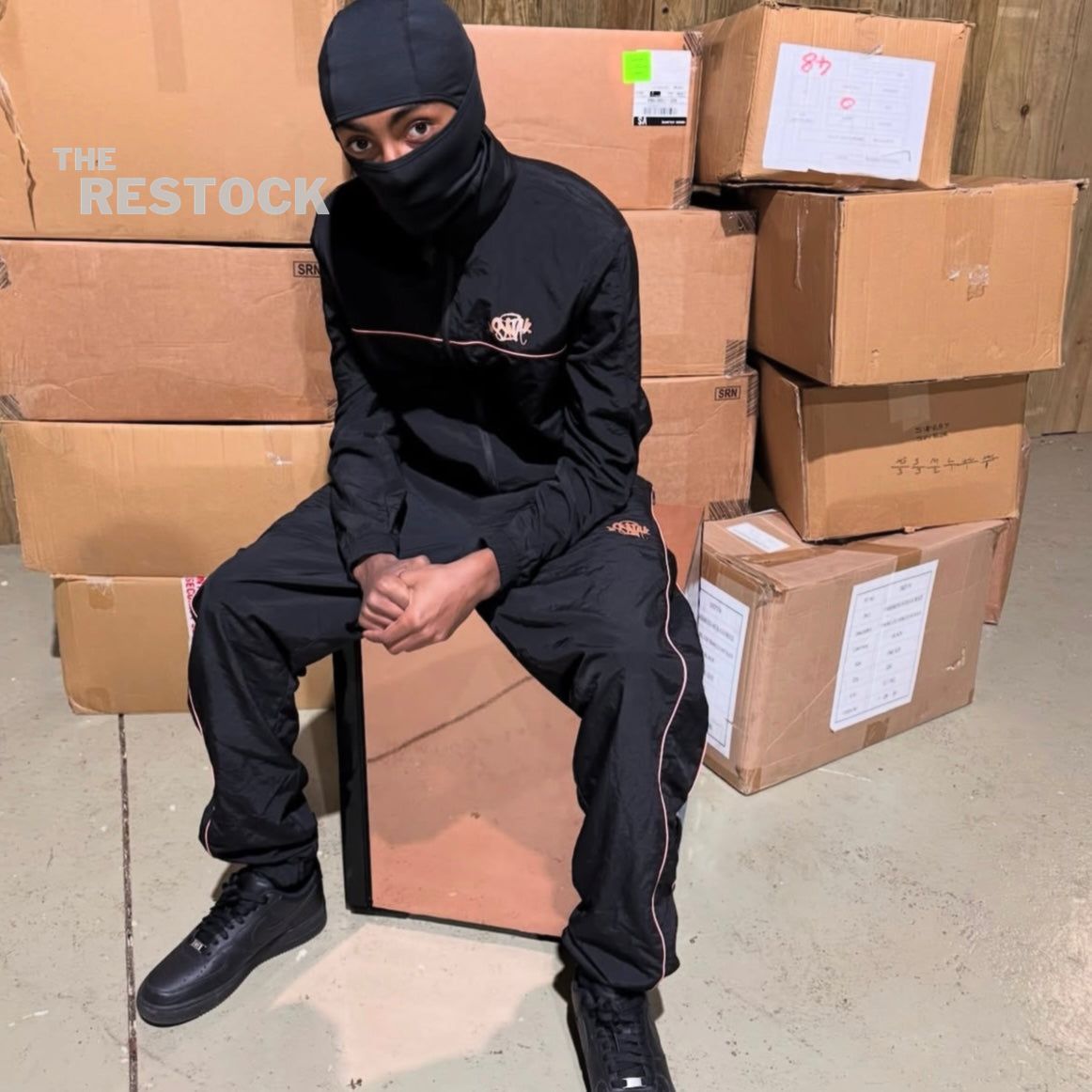 Syna World Logo Shell Tracksuit - Black / Rose Gold