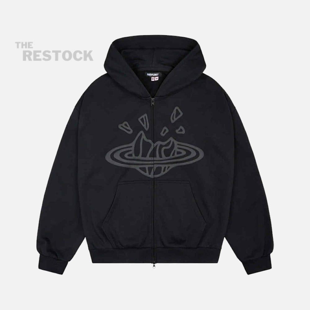 Broken Planet Zip-Up Hoodie - Midnight Black
