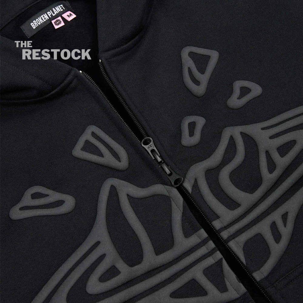 Broken Planet Zip-Up Hoodie - Midnight Black
