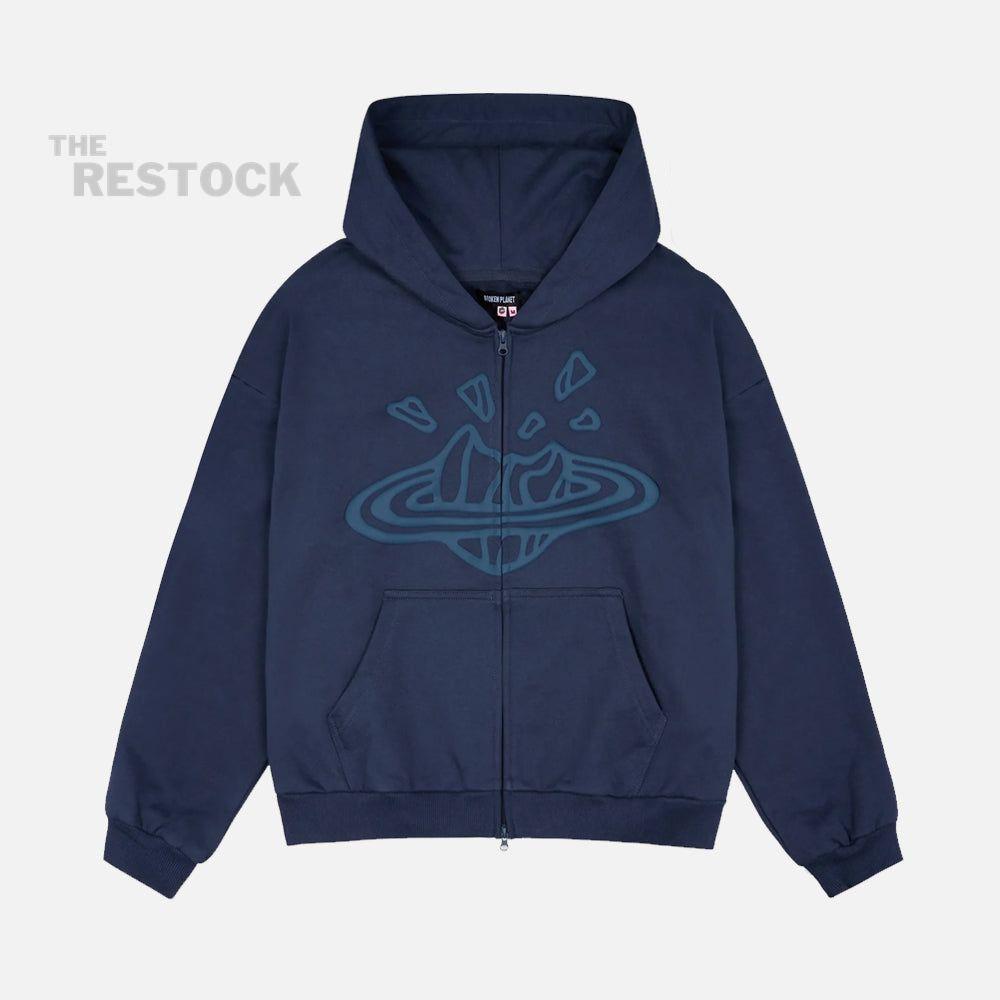 Broken Planet Zip-Up Hoodie - Deep Navy