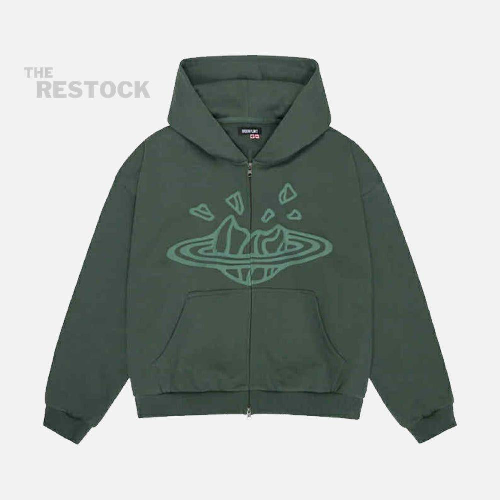 Broken Planet Zip-Up Hoodie - Emerald Green