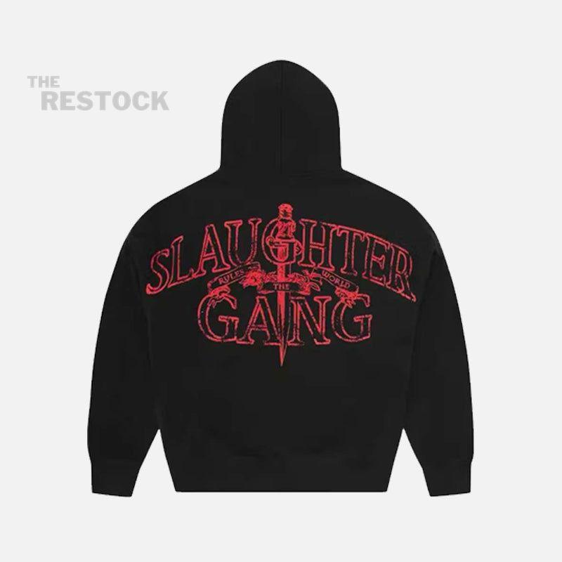 Corteiz RTW x Slaughter Gang Zip-Up Hoodie - Black / Red