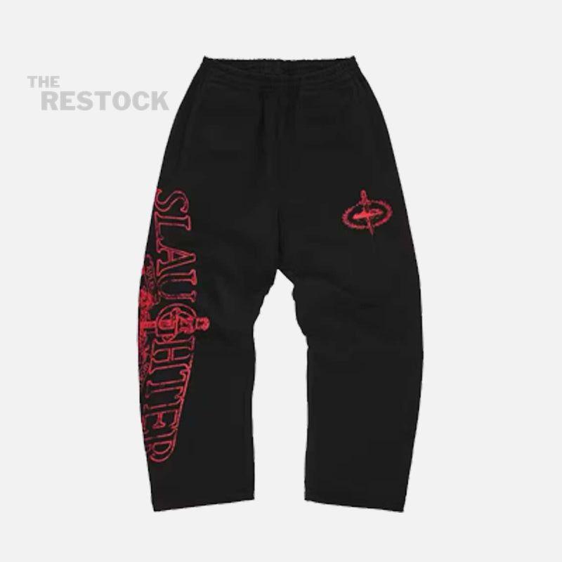 Corteiz RTW x Slaughter Gang Bottoms - Black / Red