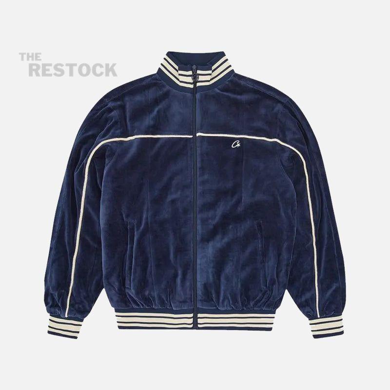 Corteiz RTW VVS Uptown Velour Track Jacket - Navy