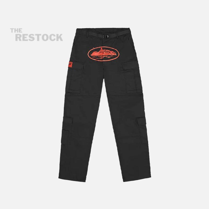 Corteiz RTW Alcatraz Guerillaz Cargo Trouser - Black / Red