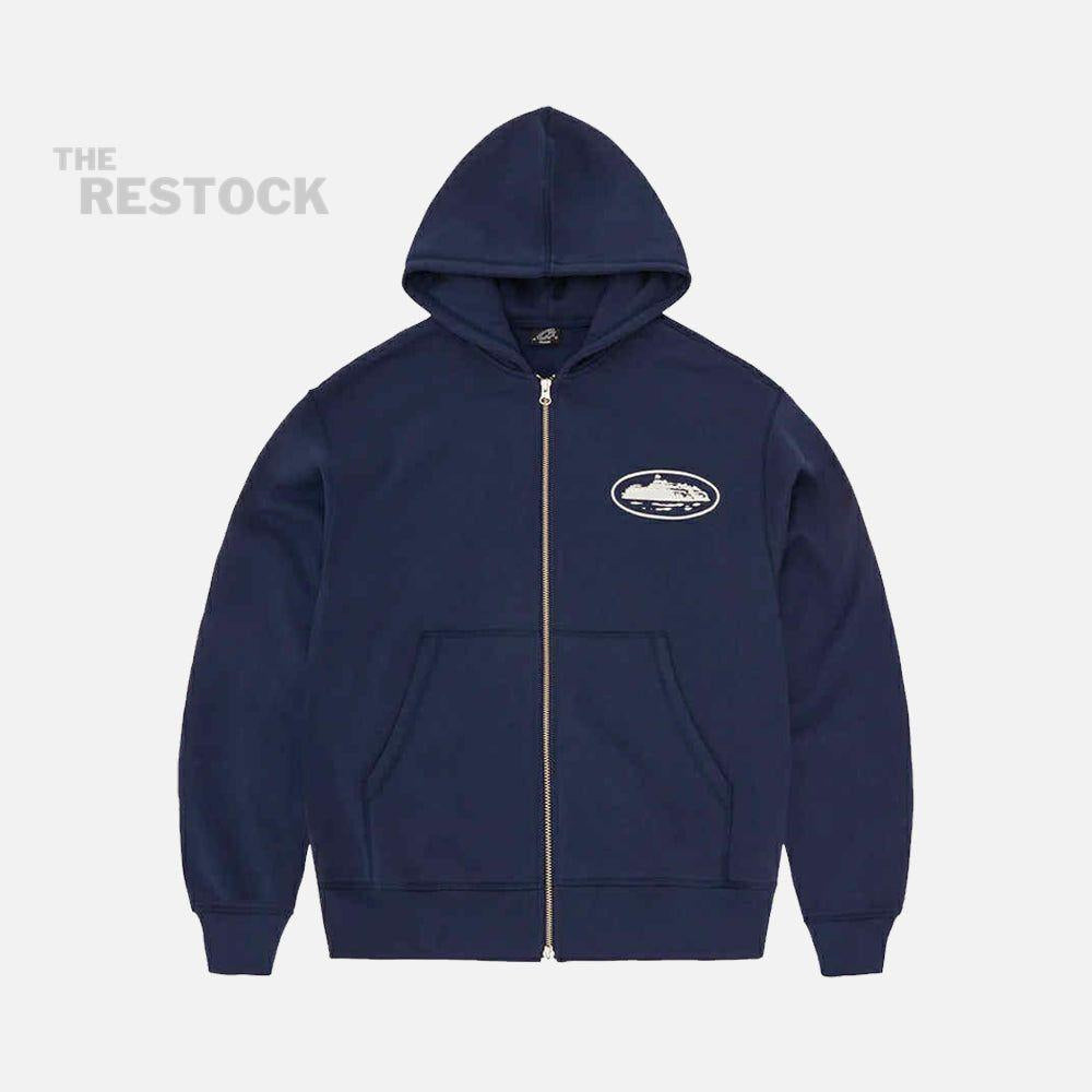 Corteiz RTW Island Puff Print Zip Hoodie - Navy