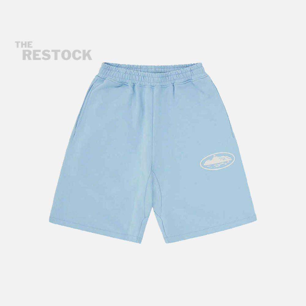 Corteiz RTW Island Puff Print Sweatshort - Baby Blue