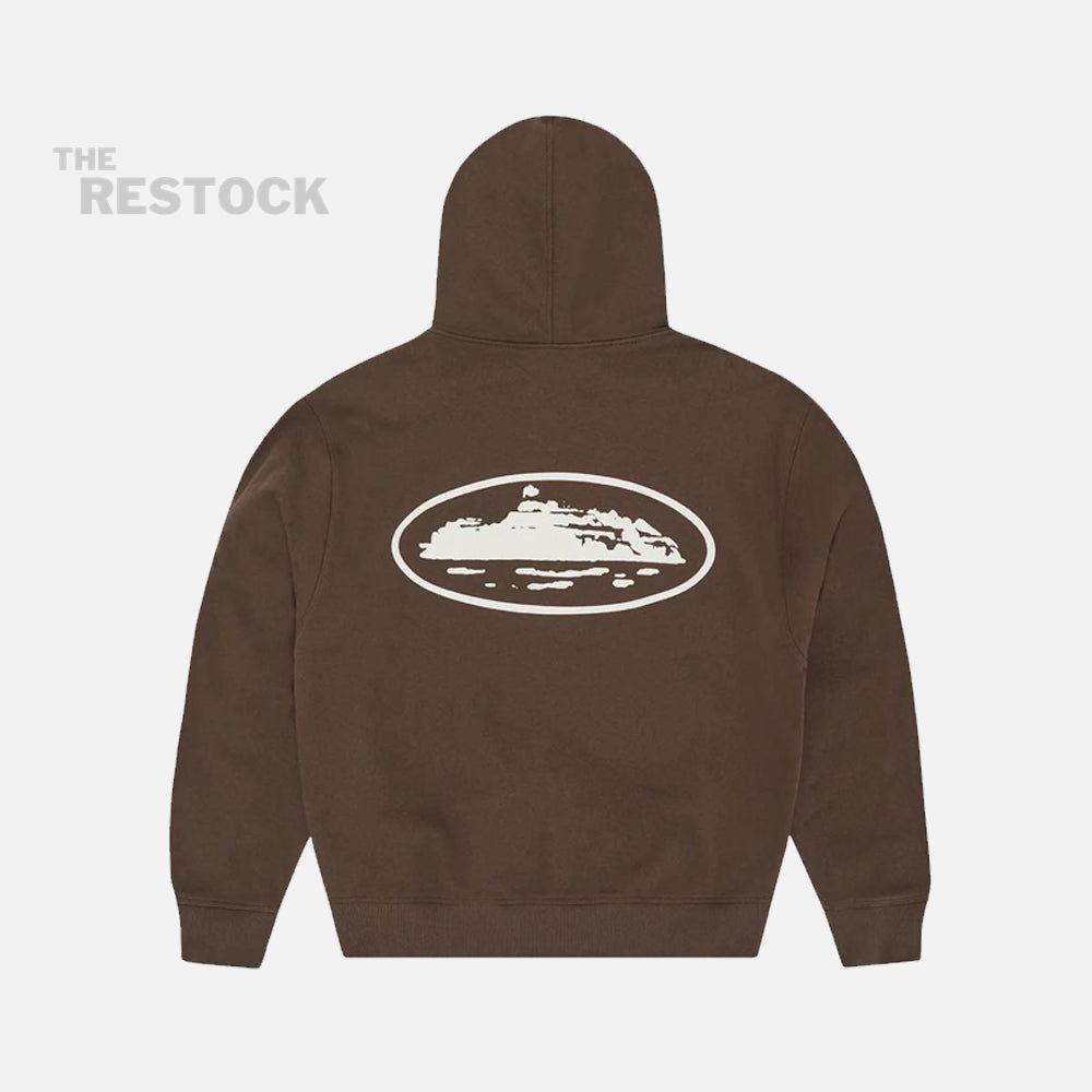 Corteiz RTW Island Puff Print Zip Hoodie - Brown