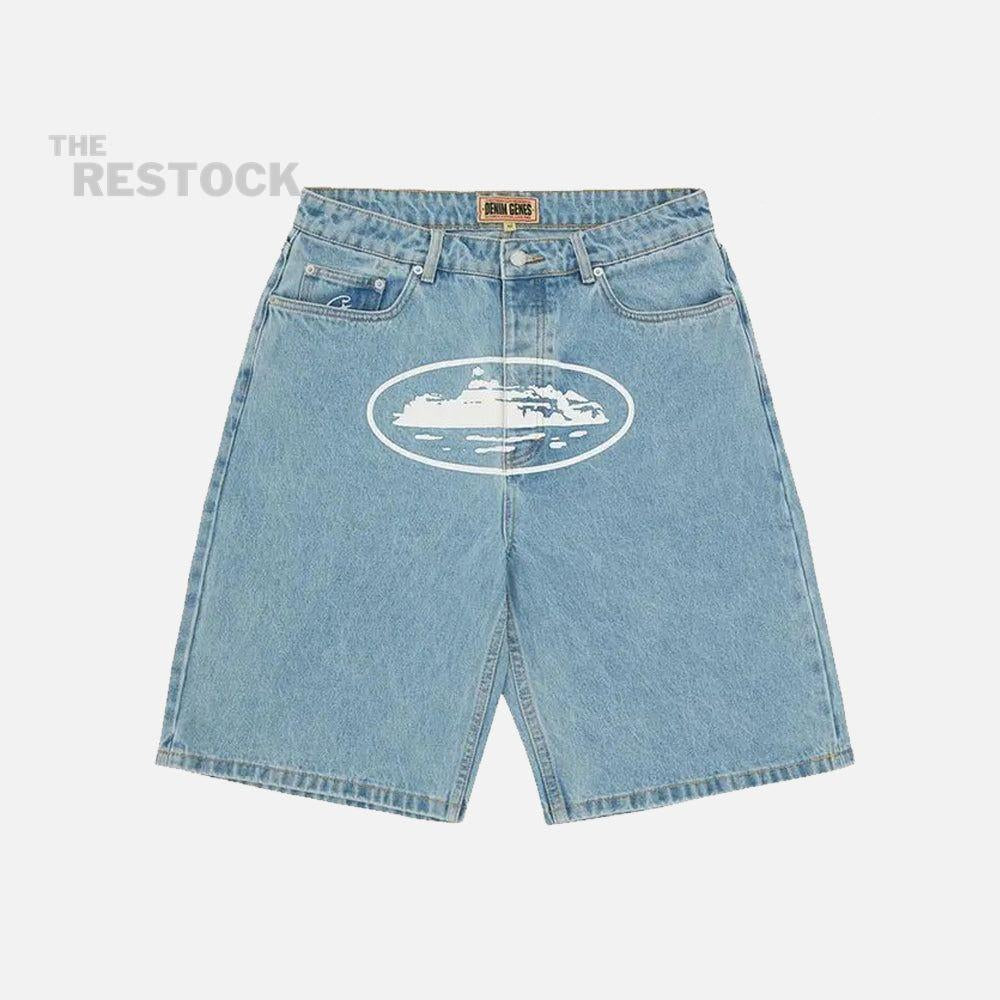 Corteiz RTW Baggy Denim Shorts - Stonewash