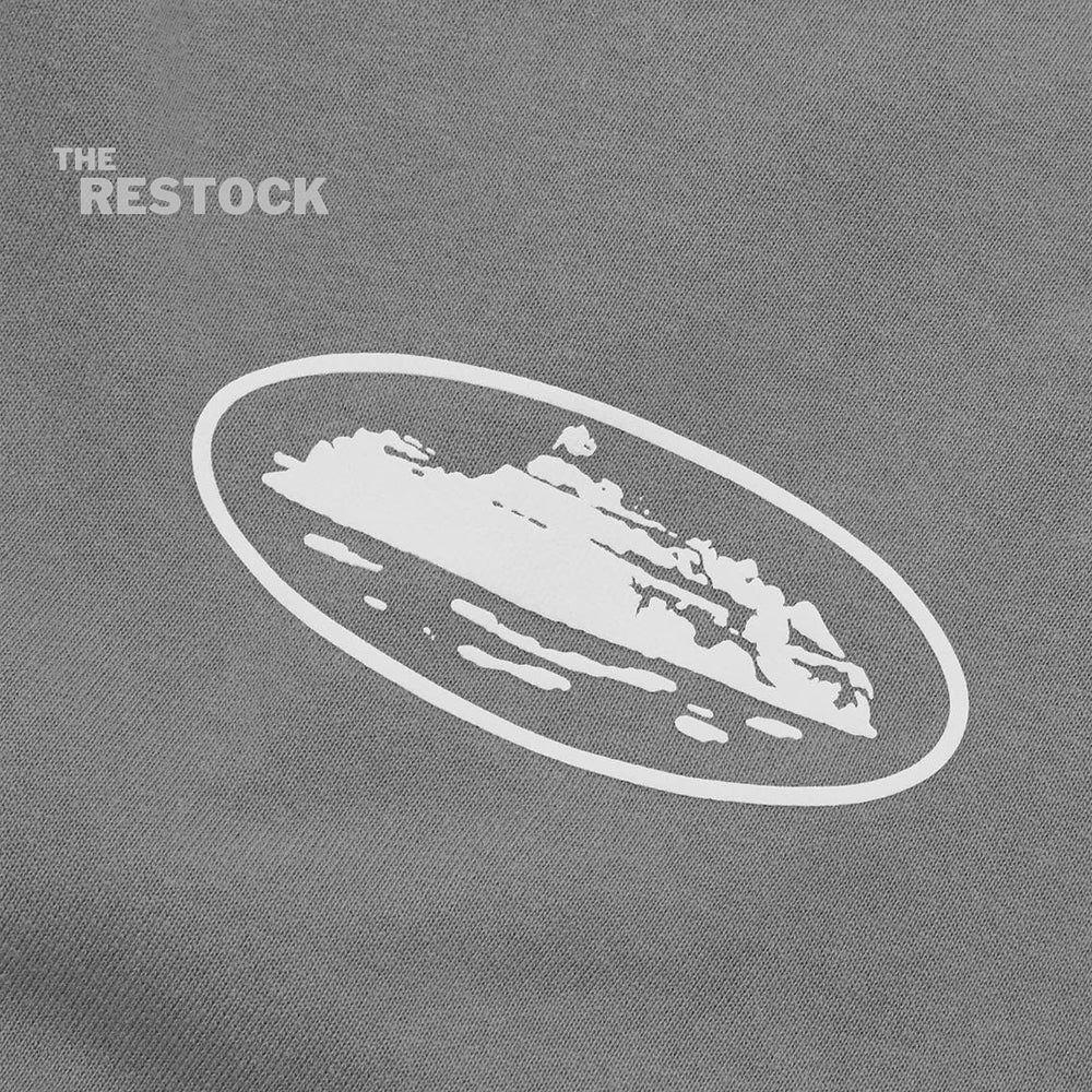 Corteiz RTW Island Puff Print Open Hem Pant - Gully Grey