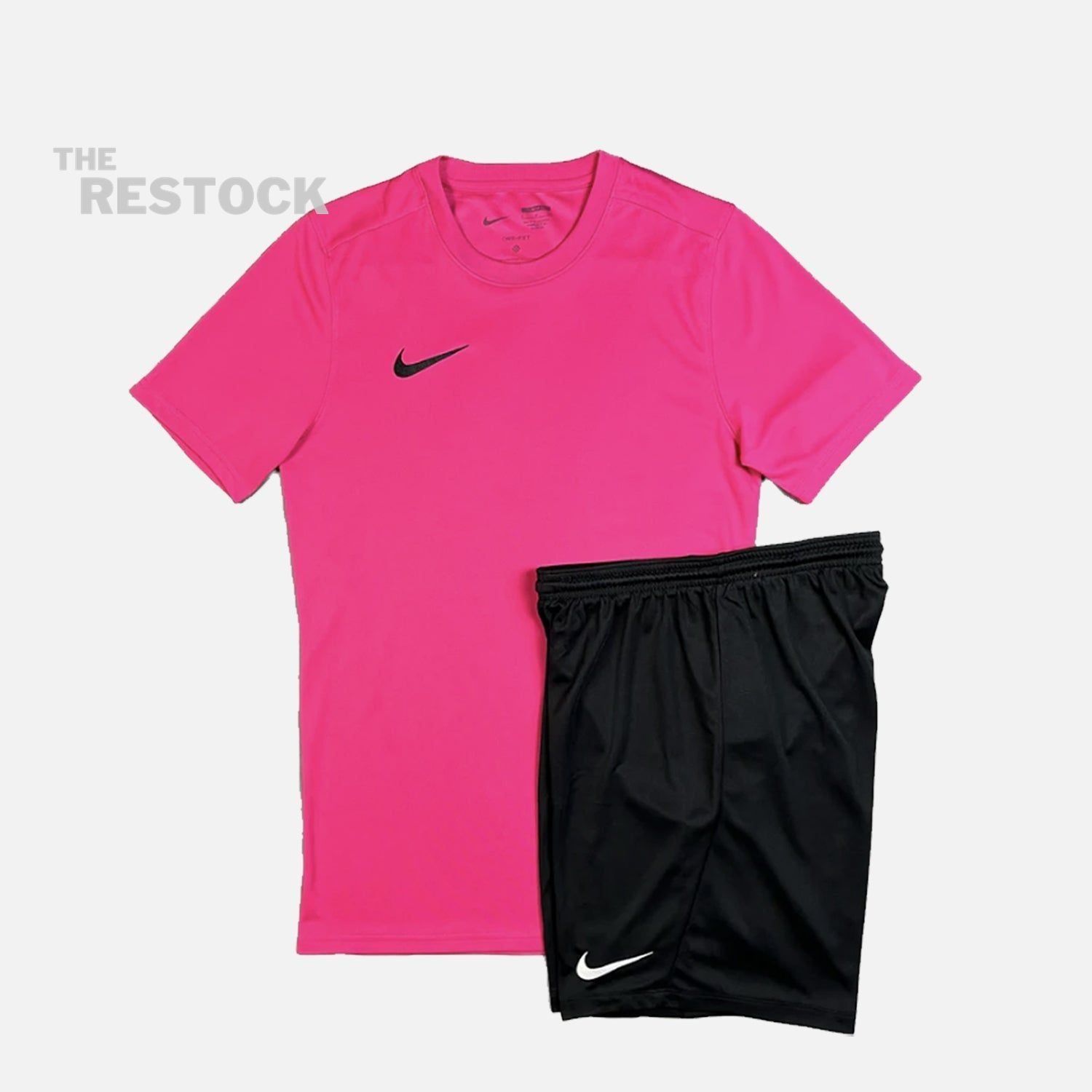 Nike Dri-Fit Essential T-Shirt & Short Set - Pink / Black