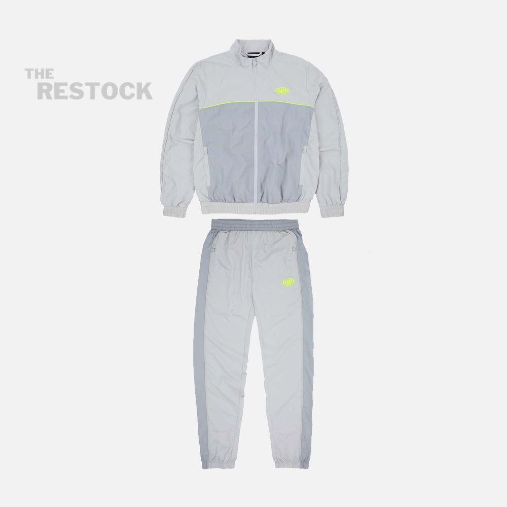 Syna World Logo Shell Tracksuit - Light Grey / Volt