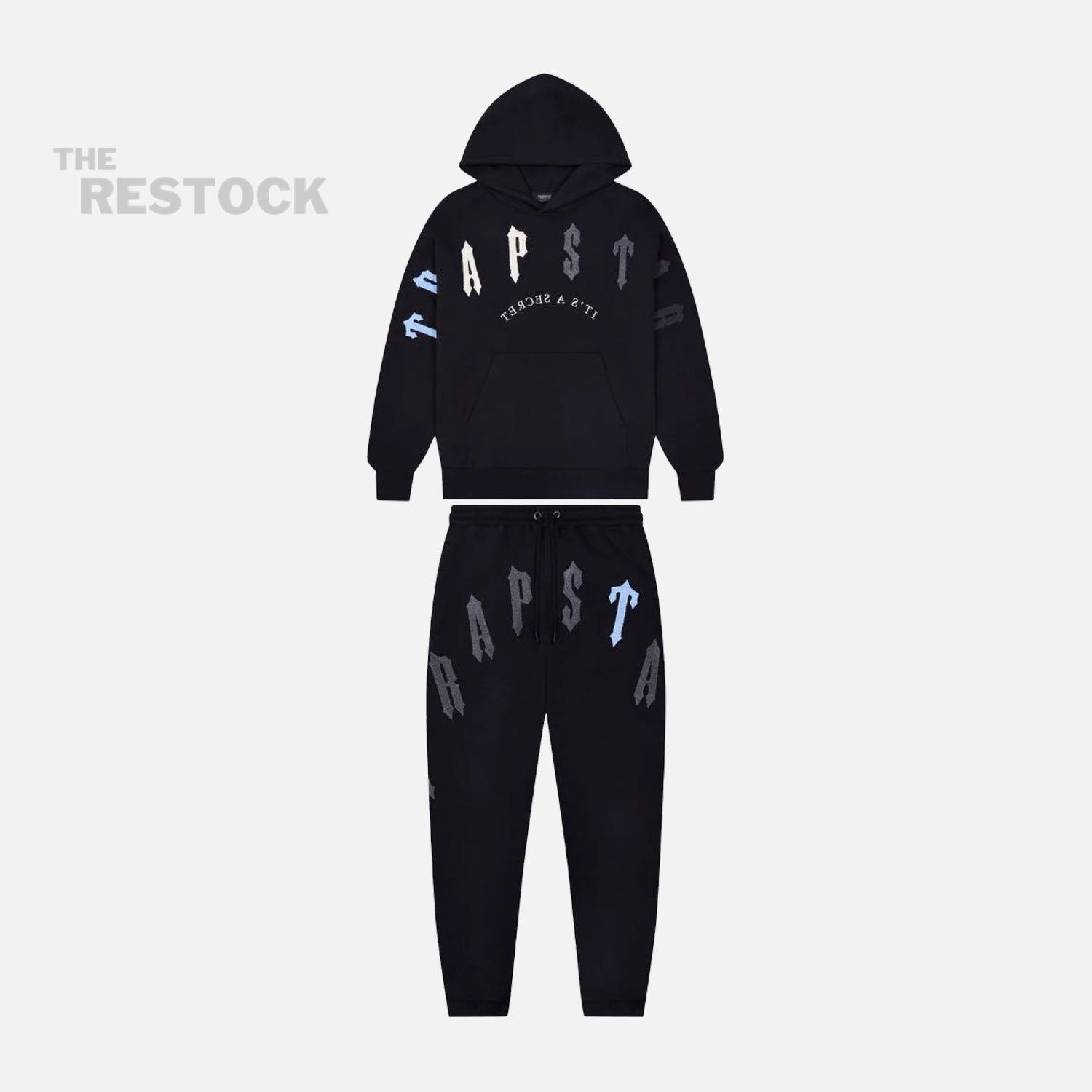 Trapstar Irongate Arch Chenille 2.0 Hooded Tracksuit - Black / Ice Blue