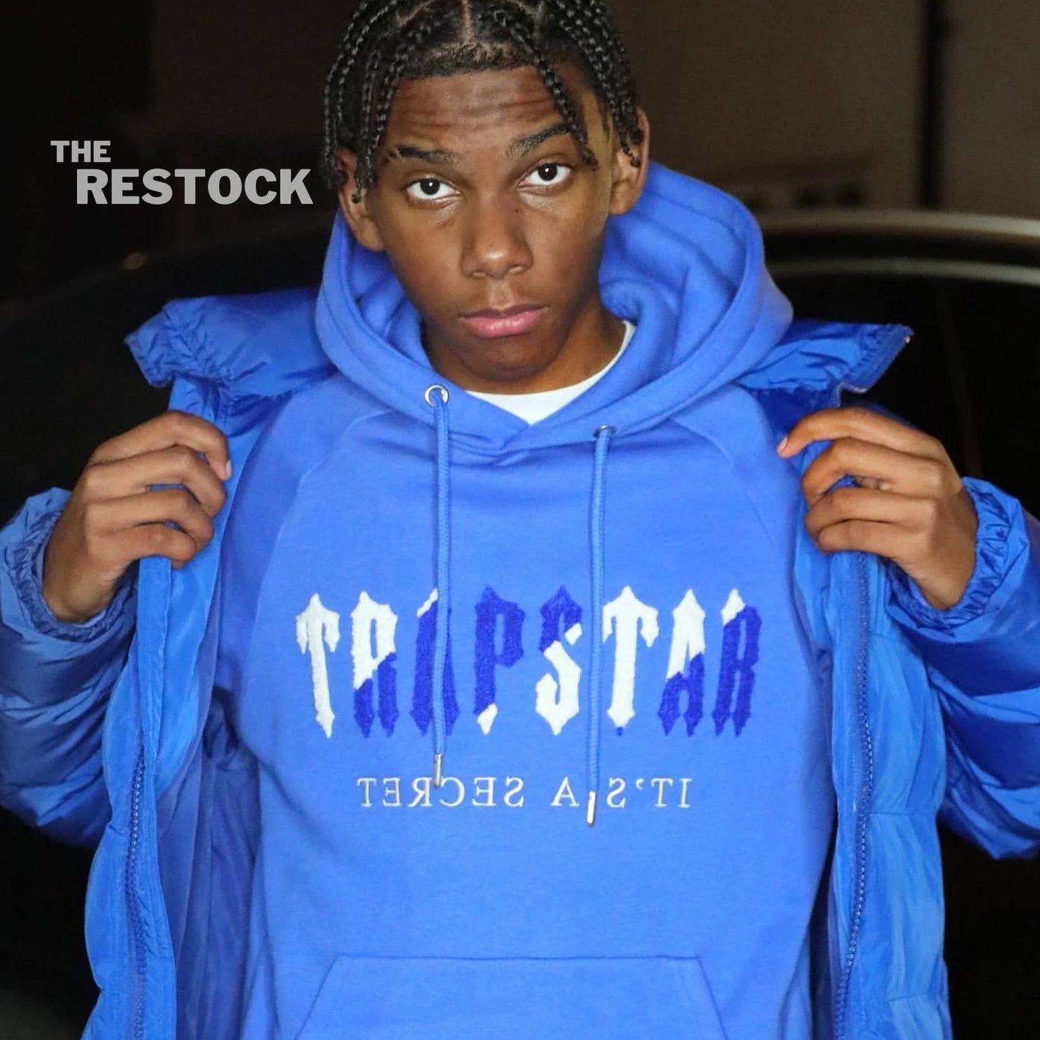 Trapstar Chenille Decoded Hooded Tracksuit - Dazzling Blue / White