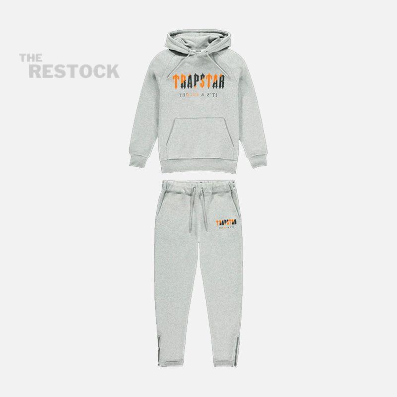 Preloved Trapstar Chenille Decoded Hooded Tracksuit - Grey / Orange