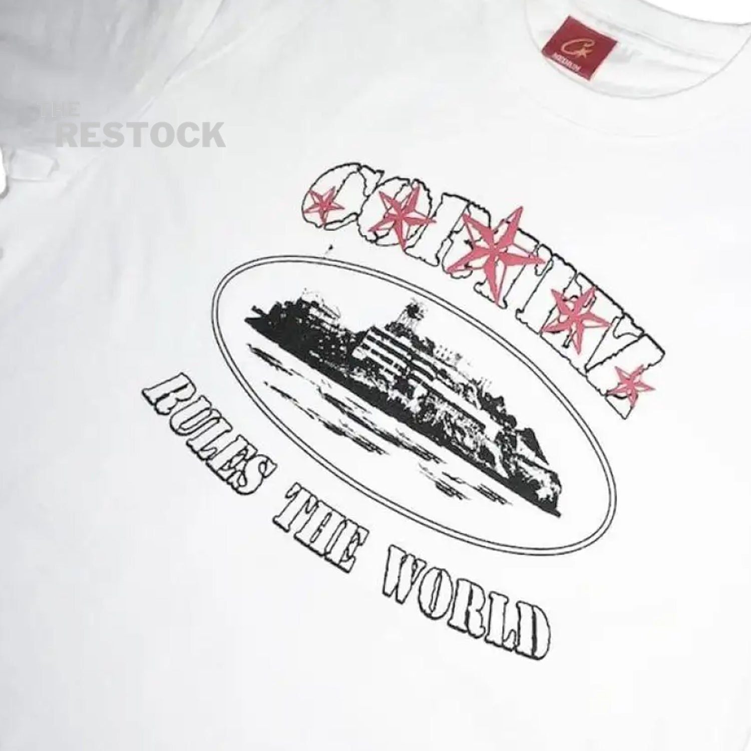 Preloved Corteiz RTW Alcatraz 5 Starz T-Shirt - White / Red