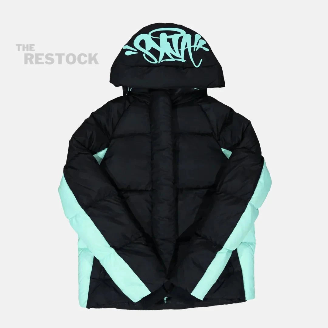 Syna World Logo Puffer Jacket - Black / Teal