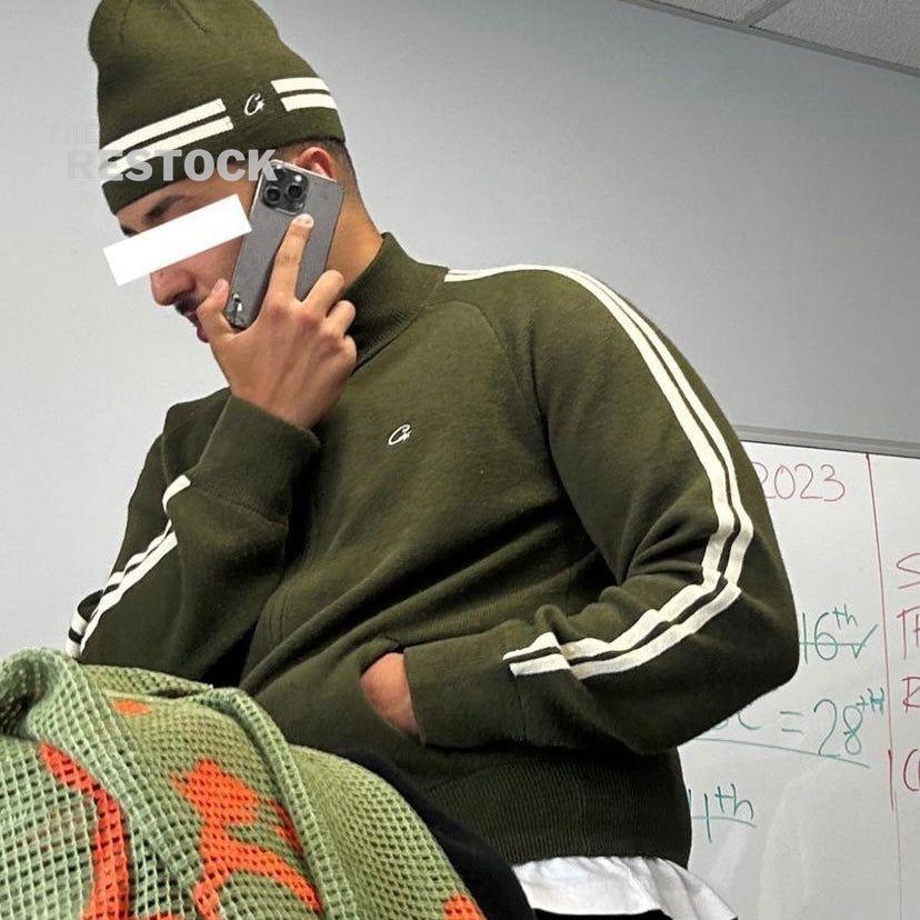 Preloved Corteiz RTW VVS Knit Zip Up Fleece - Olive