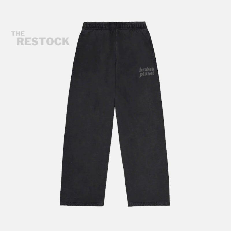 Broken Planet Basics Wide Leg Bottoms - Washed Midnight Black