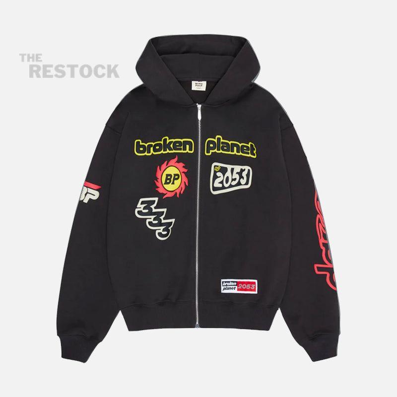 Broken Planet Performance Zip-Up Hoodie - Soot Black