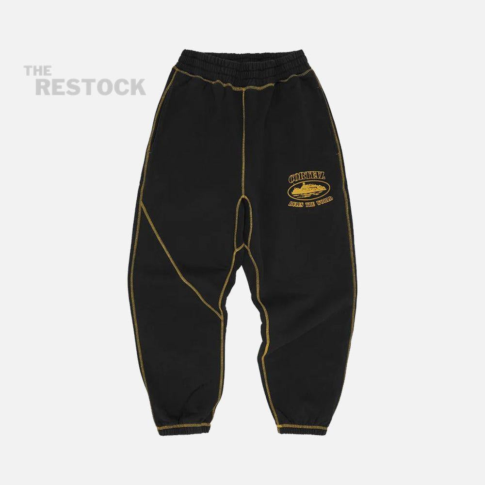 Corteiz RTW Alcatraz Contrast Sweatpant - Black / Yellow