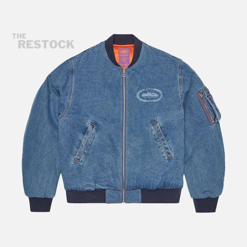Corteiz RTW Superior Royale Denim Bomber Jacket - Washed Blue