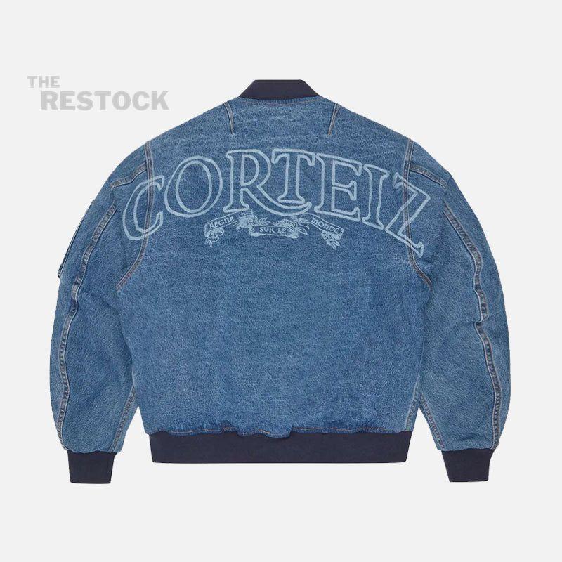 Corteiz RTW Superior Royale Denim Bomber Jacket - Washed Blue