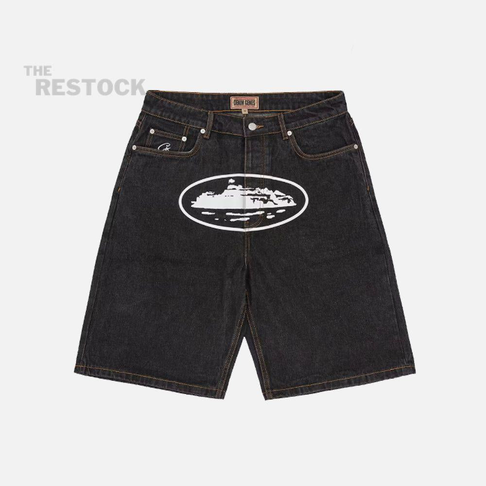 Corteiz RTW Alcatraz Denim Shorts - Washed Black