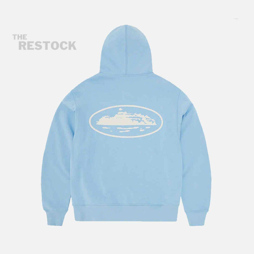 Corteiz RTW Island Puff Print Zip Hoodie - Baby Blue