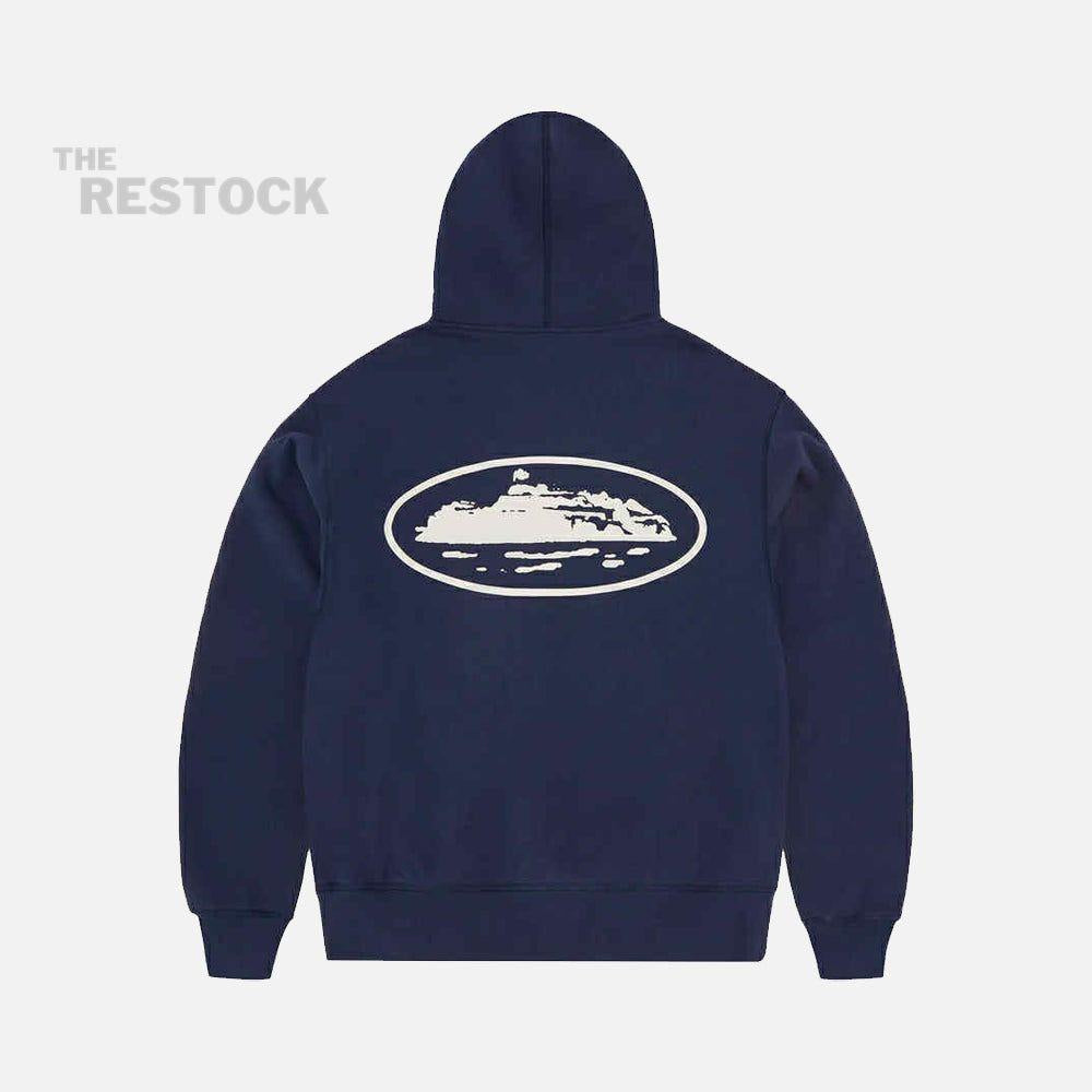 Corteiz RTW Island Puff Print Zip Hoodie - Navy