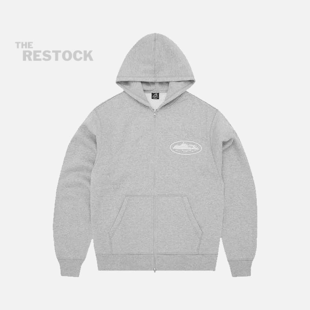 Corteiz RTW Island Puff Print Zip Hoodie - Heather Grey