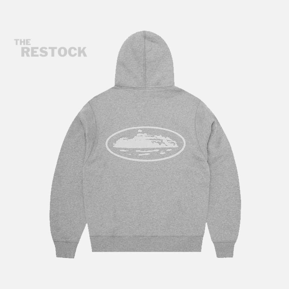 Corteiz RTW Island Puff Print Zip Hoodie - Heather Grey