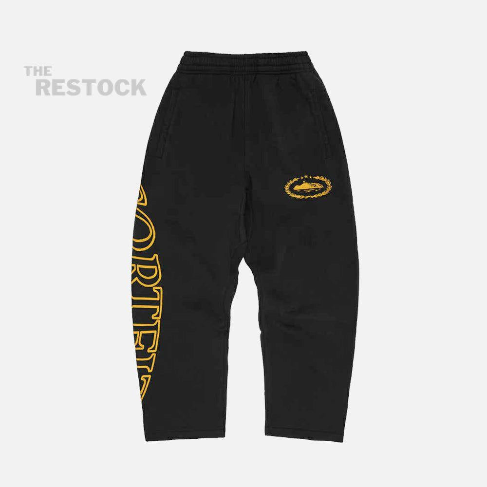 Corteiz RTW Superior Royale Open Hem Pant - Black / Yellow