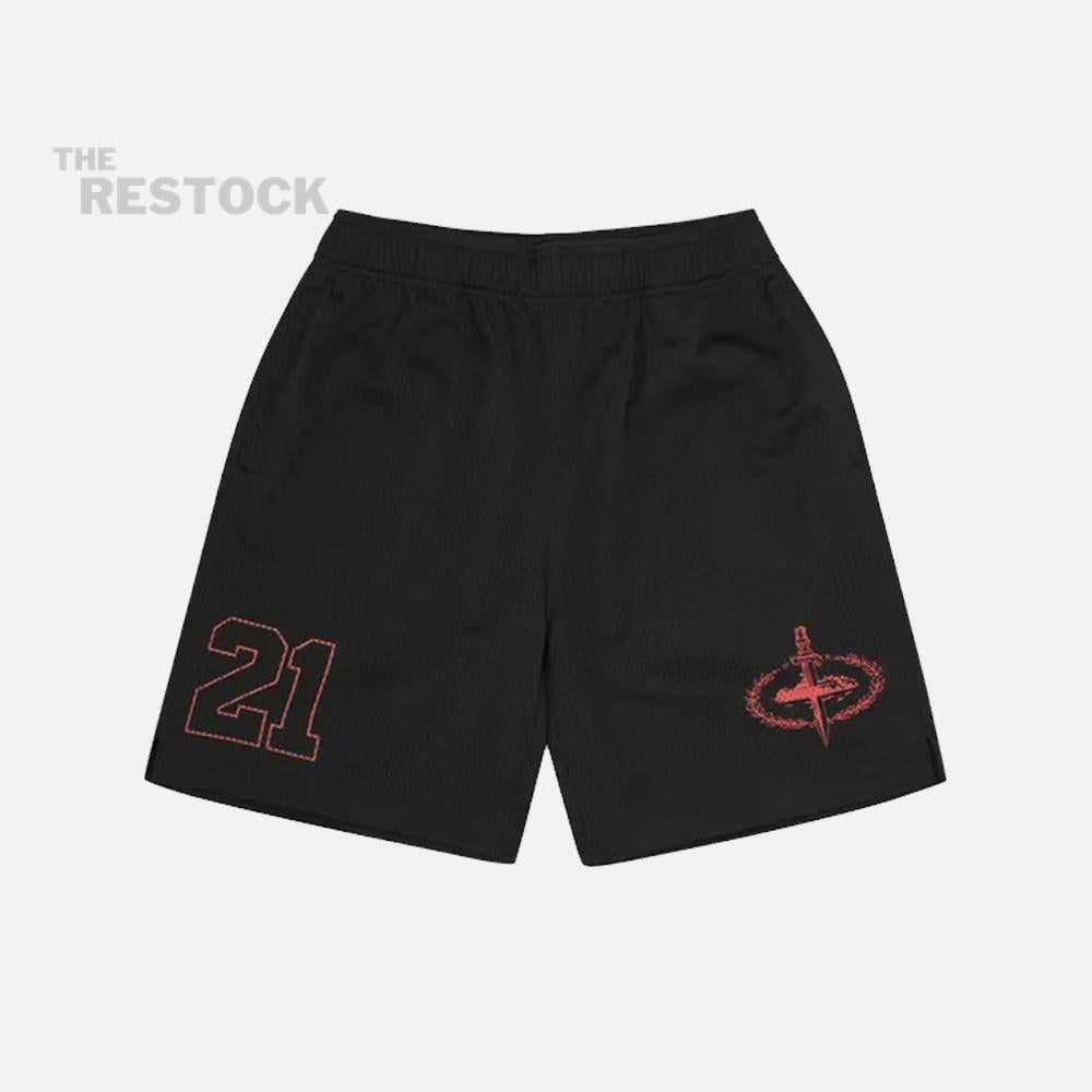 Corteiz RTW x Slaughter Gang HMP Mesh Panel Short - Black / Red