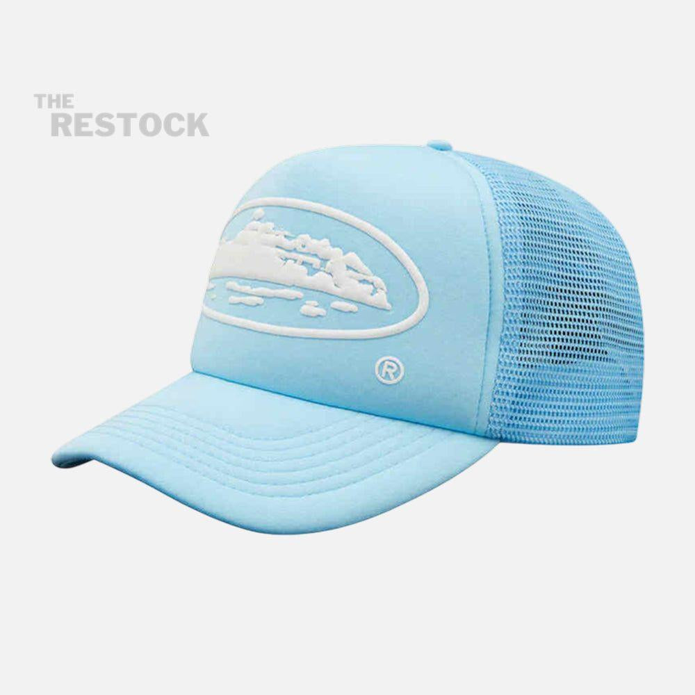 Corteiz RTW Alcatraz Puff Print Trucker Hat - Baby Blue