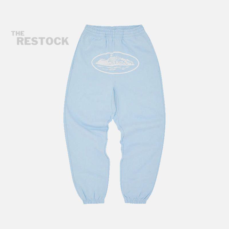 Corteiz RTW Alcatraz Bottoms - Baby Blu / White