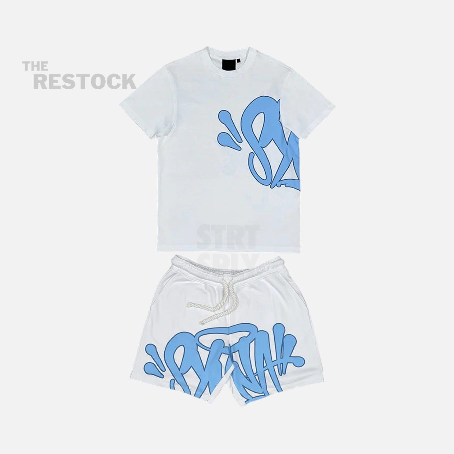 Syna World T-Shirt & Shorts Logo Set - White / Blue