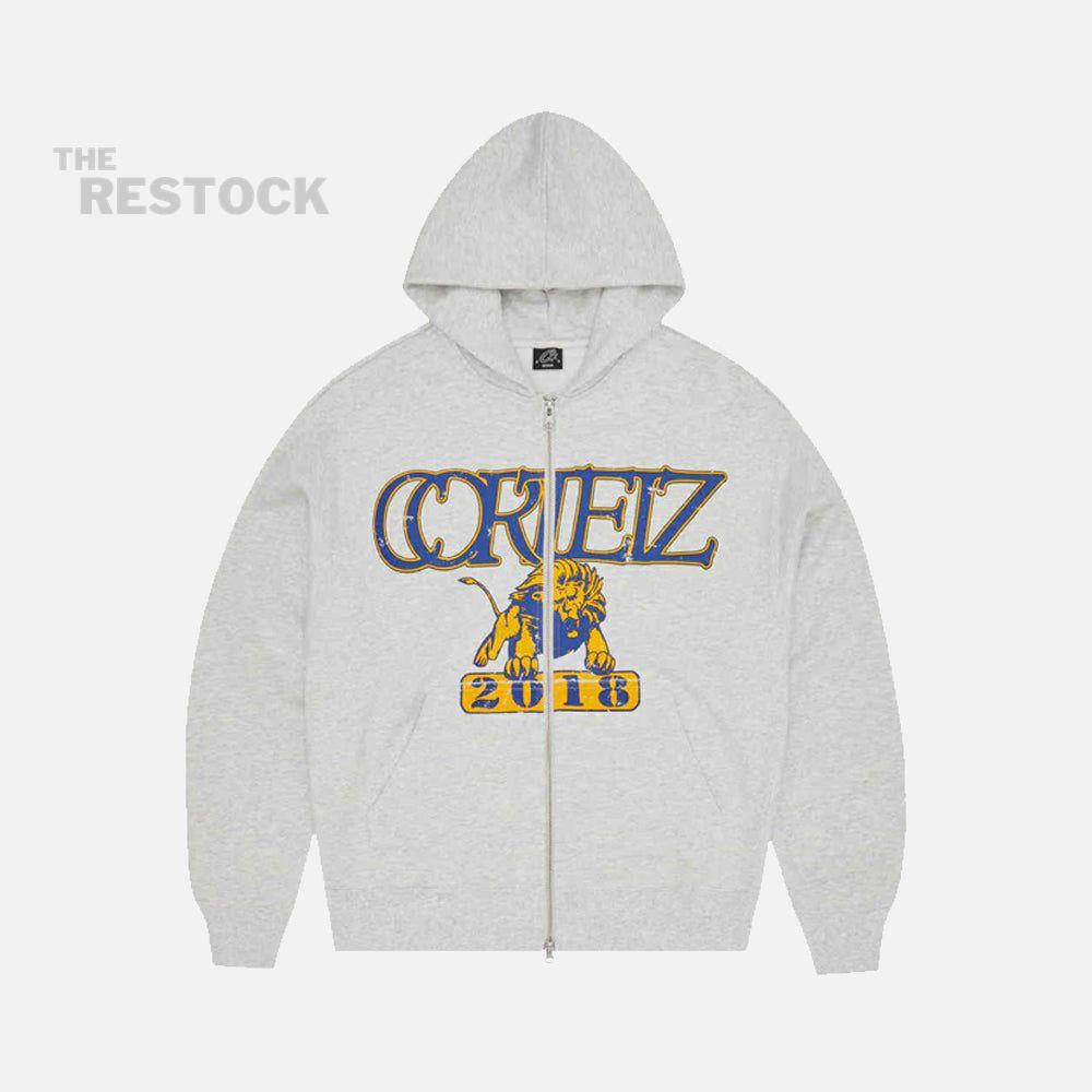 Corteiz RTW Lion Boxy Zip Hoodie - Light Heather