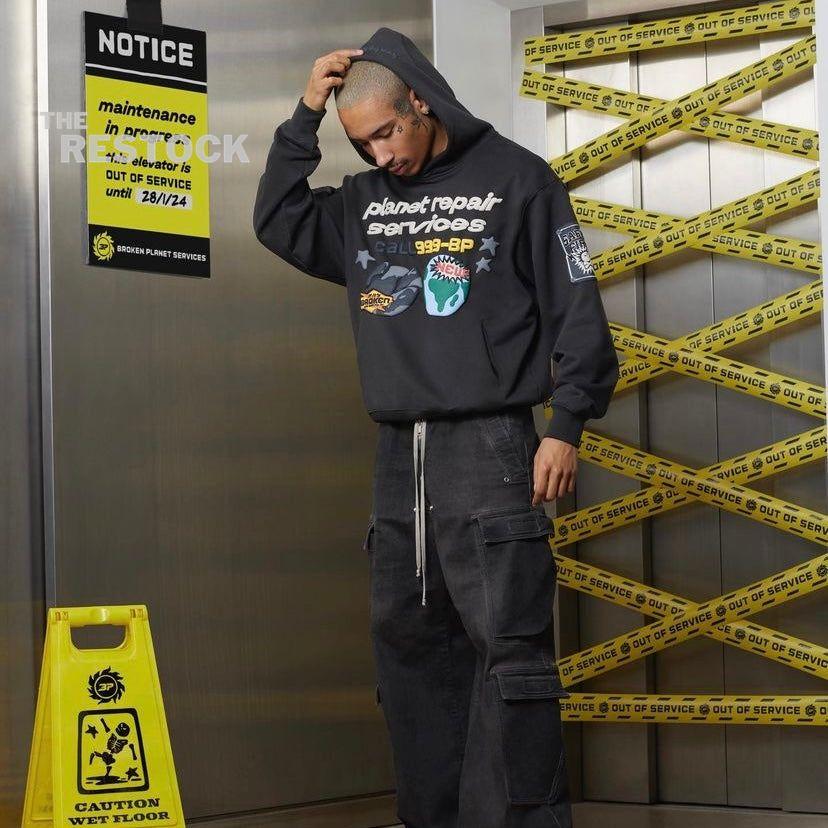 Broken Planet Market Planet Repair Services Hoodie - Soot Black