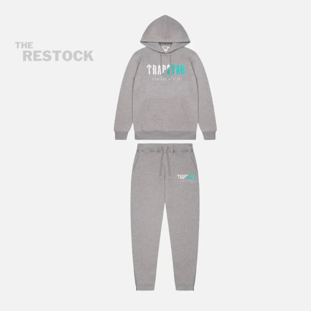 Trapstar Chenille Decoded Hooded Tracksuit - Grey / Teal