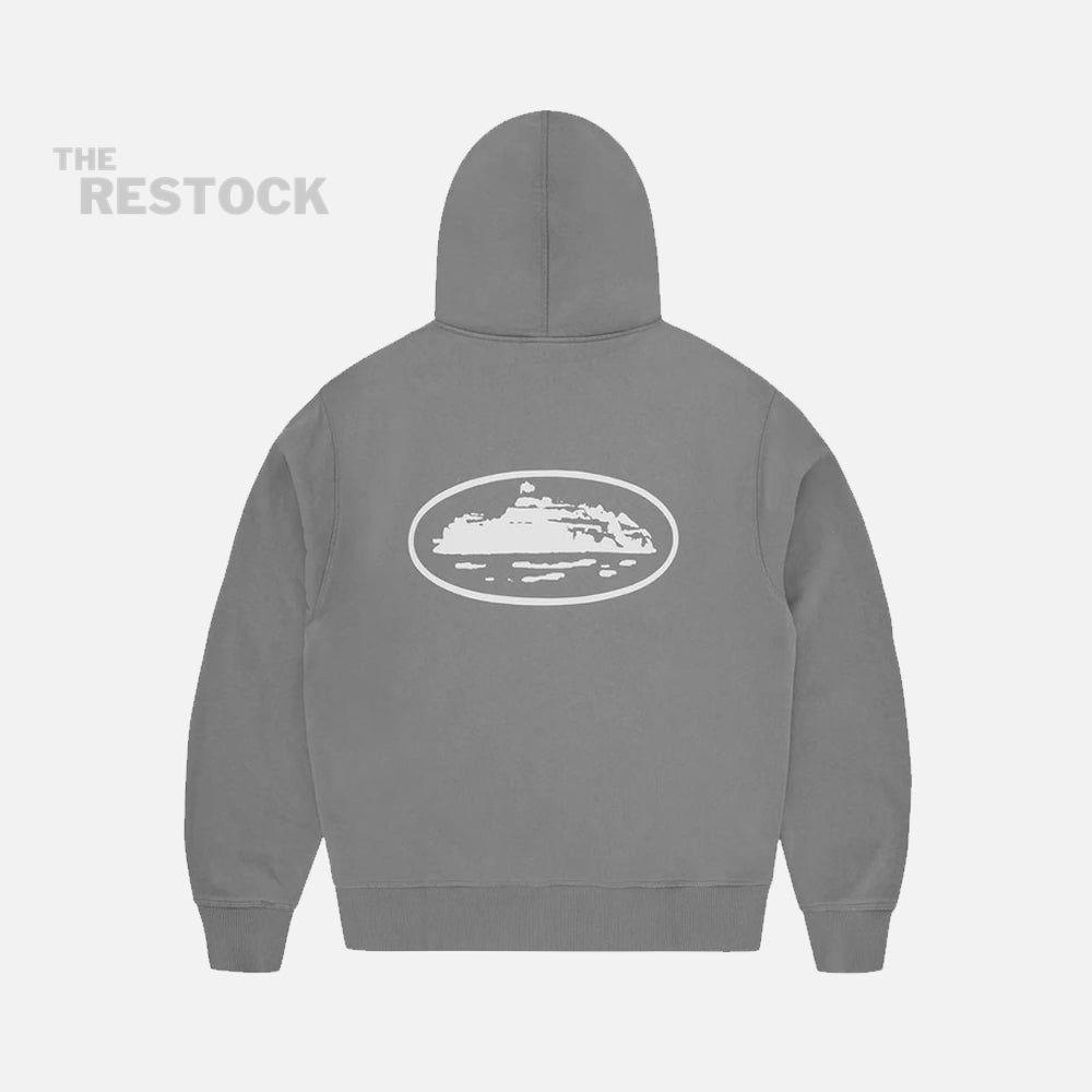 Corteiz RTW Island Puff Print Zip Hoodie - Gully Grey