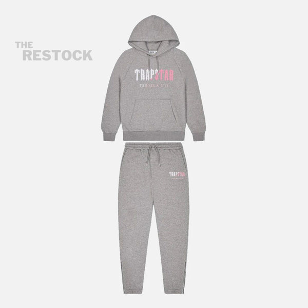 Trapstar Chenille Decoded Hooded Tracksuit - Grey / Pink
