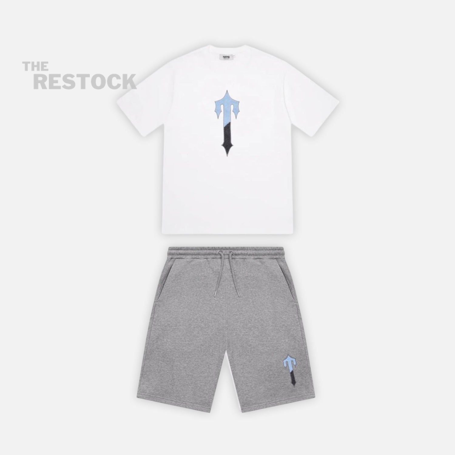 Trapstar Irongate T T-Shirt & Short Set - White / Grey / Blue