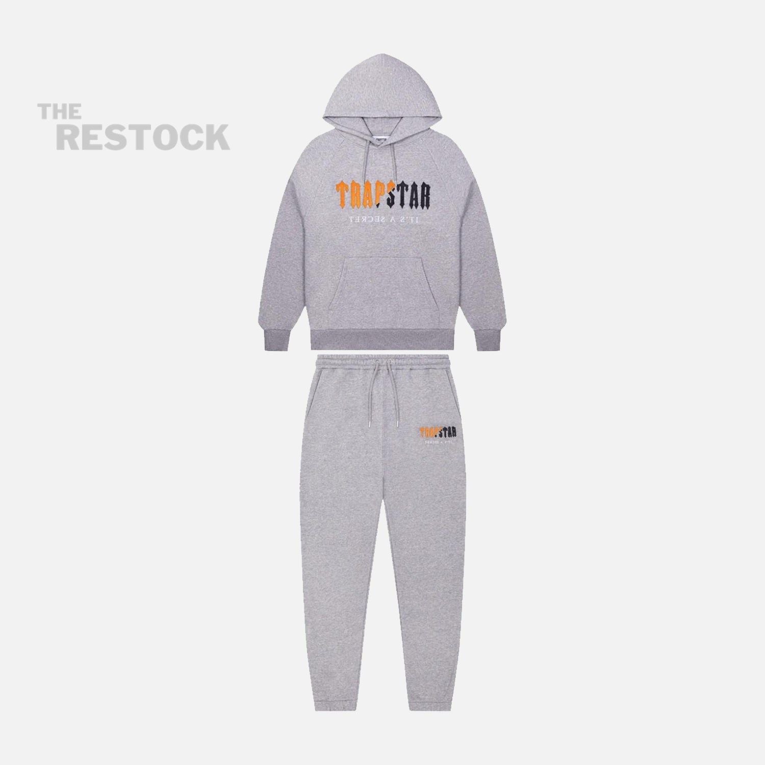 Trapstar Chenille Decoded Hooded Tracksuit - Grey / Orange