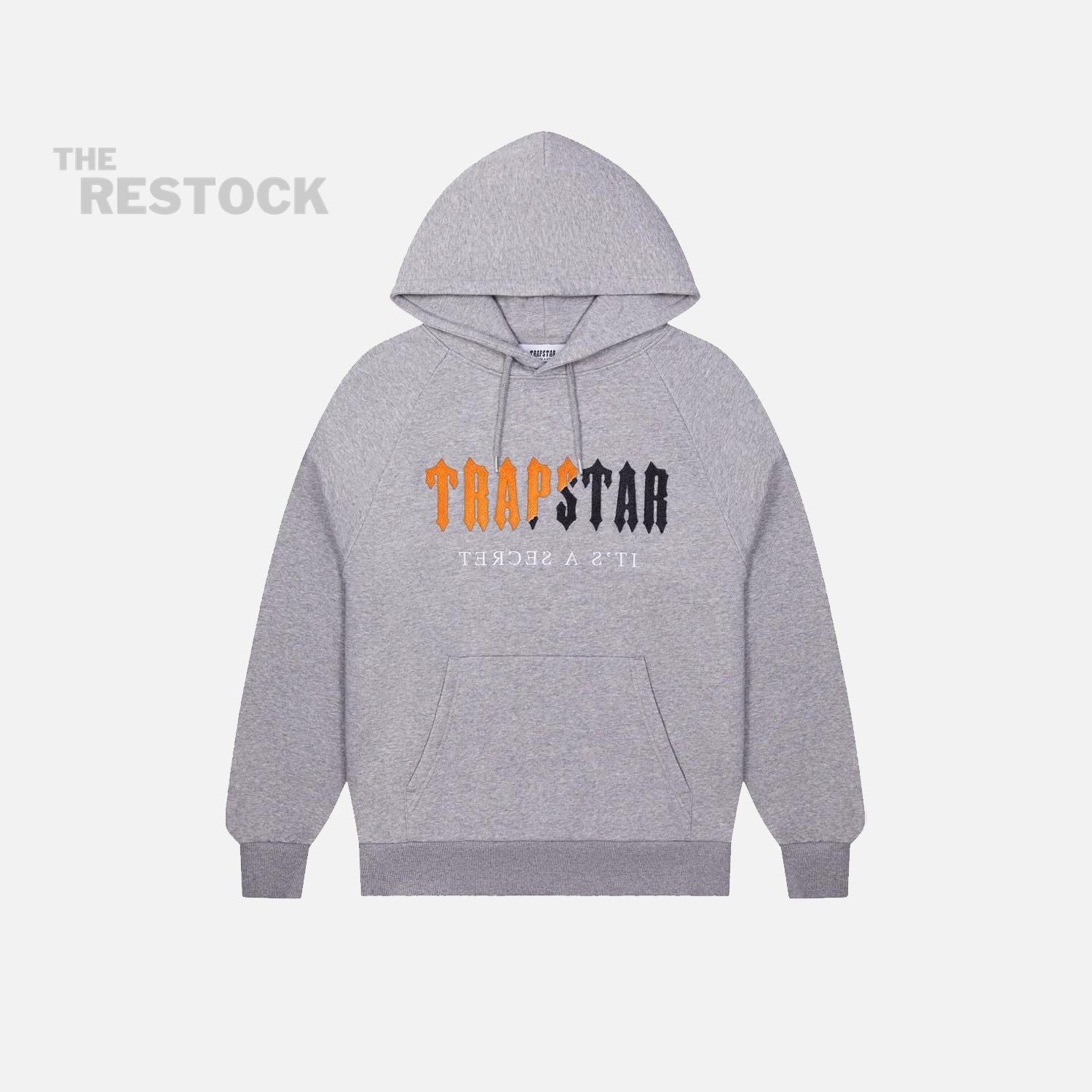 Trapstar Chenille Decoded Hooded Tracksuit - Grey / Orange