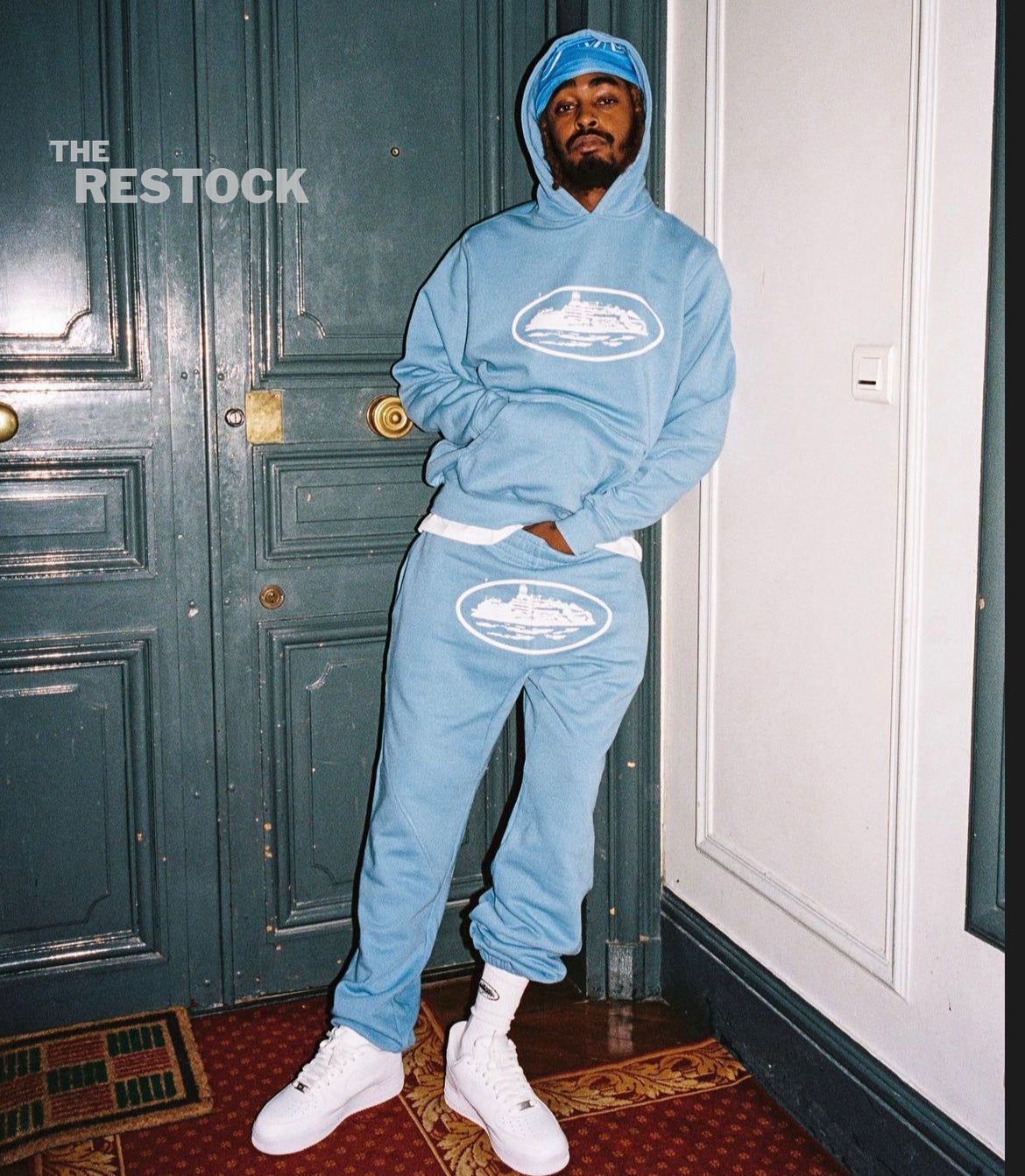 Corteiz RTW Alcatraz Bottoms - Baby Blu / White